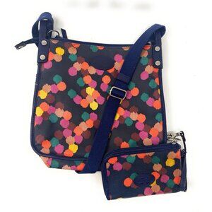 FOSSIL Confetti Crossbody Purse Zip Around Wallet Wristlet Navy Set